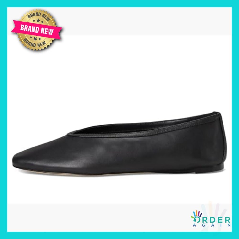 Square-Toe Ballet Flats Metallic Finish Elegant Minimal Chic Comfortable Slip-On - Picture 4 of 7